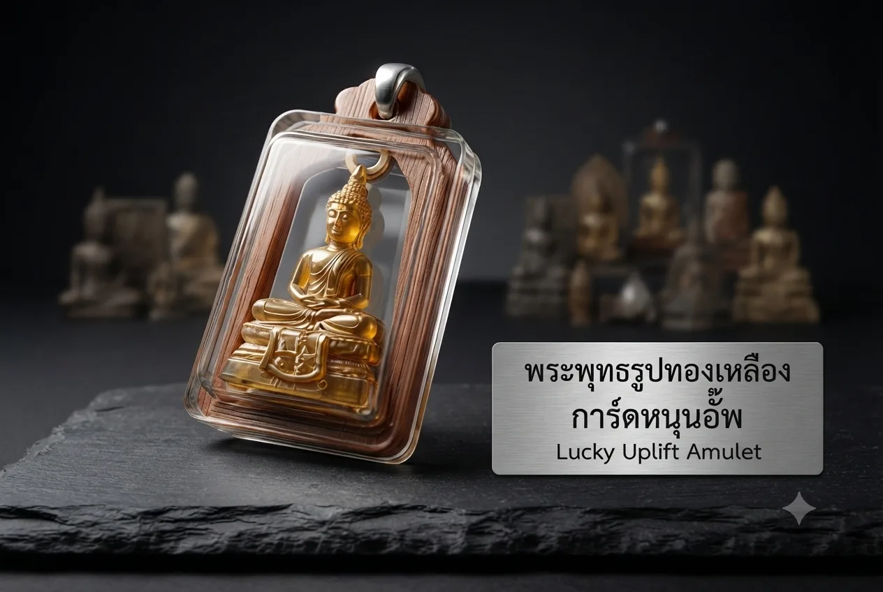 Phra Pidta Thai Buddhist amulet depicting a seated Buddha covering his eyes, symbolizing inner focus, mindfulness, and spiritual protection.