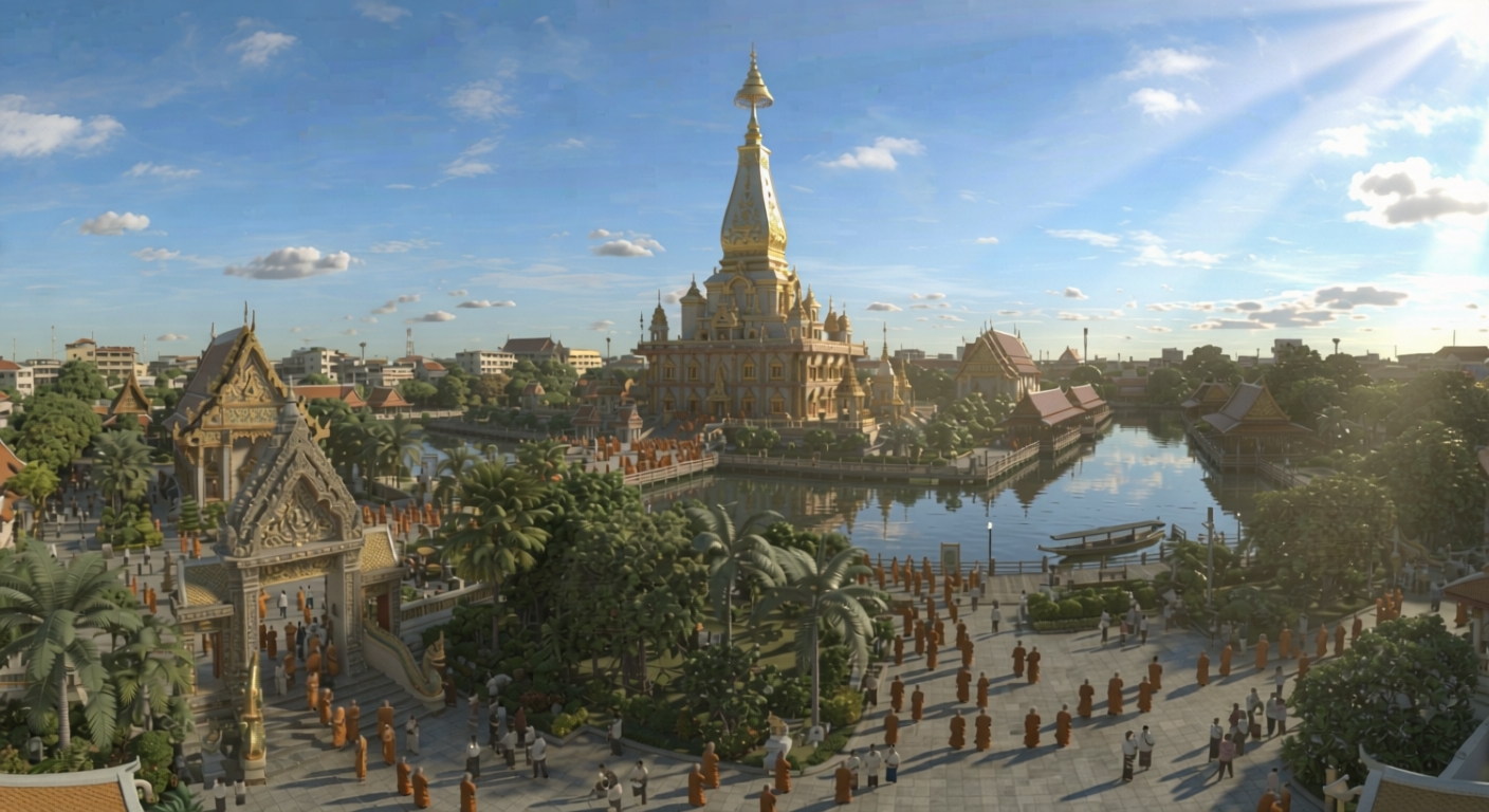 Wat Paknam Bhasicharoen Buddhist temple and Phra Maha Chedi Mahachakri Sirindhorn in Bangkok, Thailand