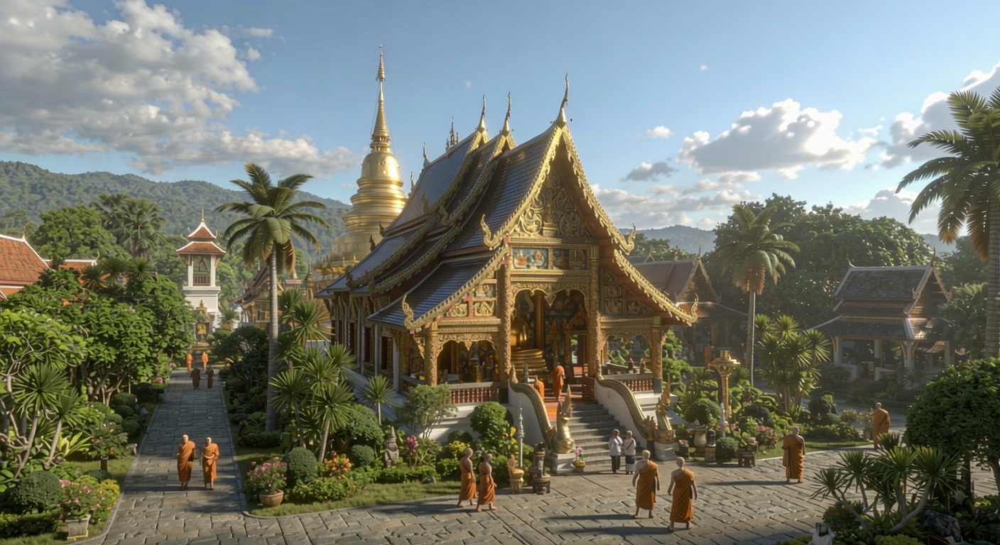 Wat Doi Mae Pang temple in Chiang Mai, Thailand, associated with Luang Pu Waen Sujinno